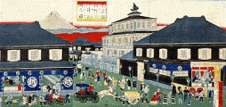 明治7年の三井呉服店。暖簾は既に三越である