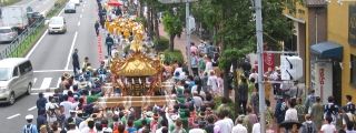 担ぎ手達を従えての大神輿渡御です。07.07.29.