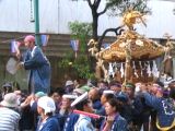 下一神輿の担ぎ棒に跨りわっしょいワッショイです。06.09.10.