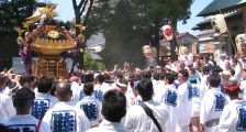 社殿前を行きつ戻りつ別れ惜しむかのように魂振りを続ける。07.08.19.