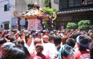 担ぎ手達の半纏の色に染まる三之宮。07.05.20.