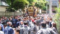 西鳥居脇を宮元神輿が巡行。07.06.03.