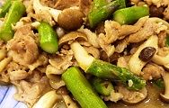 アスパラ豚肉炒め。'14.05.10.