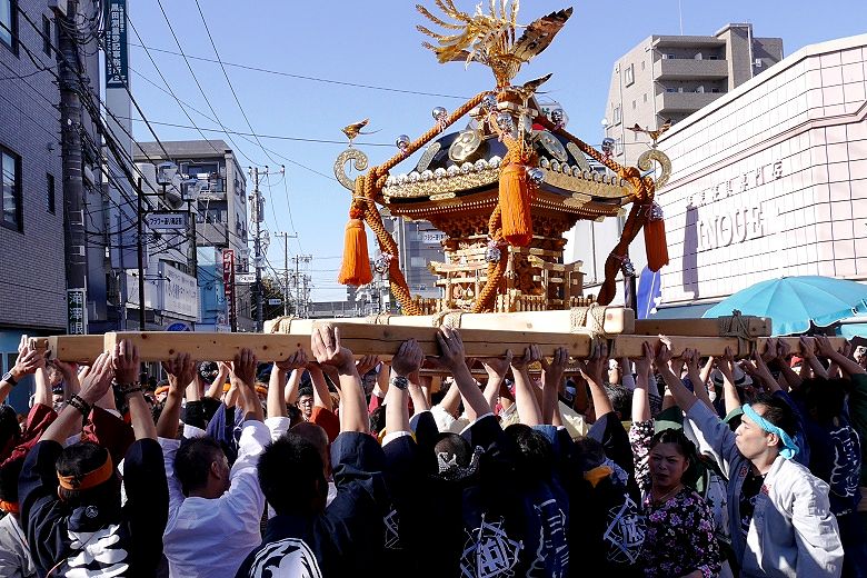 江戸神輿の差し上げ。'15.10.25.