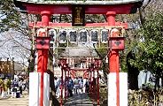 稲荷神社の朱塗り鳥居と参道。'10.03.14.