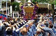 鳥居前路地一杯に担ぎだす。'10.06.13.