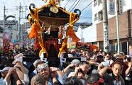 神輿揉みでキュきゅうっと屋根が振れる。'10.11.07.