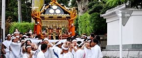 路地中へと入り込む大神輿。'11.10.02.