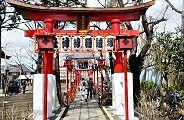 稲荷社の朱塗り鳥居。'12.03.11.