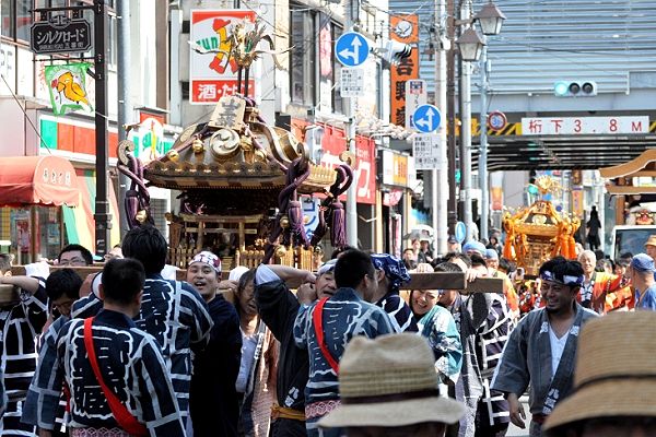 隊列整え賑やかに小金井街道へ入り込む。'12.05.27.