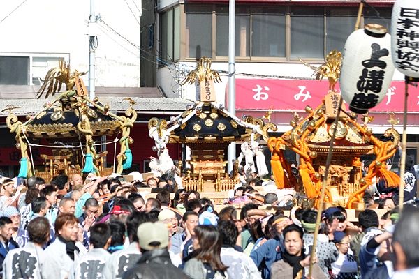 元町港広場で威勢良い神輿揉み。'13.01.27.