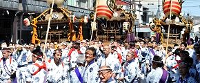 小田原神輿連の三基合体。'13.05.03.