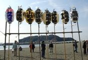 寒中神輿練成大会参加の同好会提灯。08.01.20.
