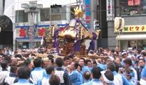 唐破風屋根に木彫鳥居の富士見神輿。07.09.23.