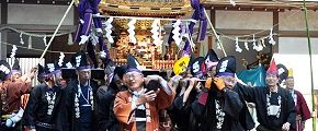 境内氏子役員の宮神輿担ぎ。'13.04.28.