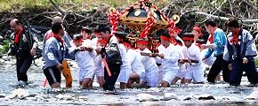 男子神輿も多摩川へ。'13.04.14.