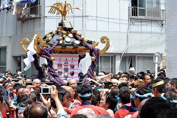 激しい担ぎ棒取りバトルの寿四町会。'13.05.19.