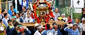 橋の手前から担ぎ出し。'13.08.25.