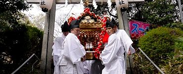 古神輿が鳥居下参道へ。'15.04.12.