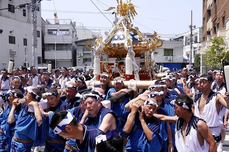 昔取った杵柄か、大若衆の担ぎ。'15.08.02.