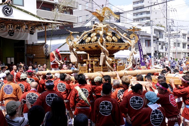 森下三丁目が神酒所お祓い神事。'15.08.15.