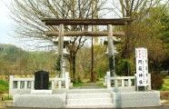 多摩川土手の南参道の木製鳥居。09.04.12.