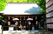 神輿宮出し後の静けき社殿。09.04.29.