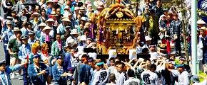 威勢よく担がれる宮神輿。'10.07.18.