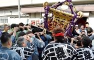 お神酒所での神輿振り。'10.10.03.