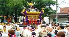 谷中霊園徳川家墓地から出立つの宮神輿。08.08.24.