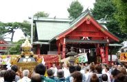 簡素な造りの氷川神社社殿。08.09.14.