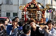 余裕の秋川街道目指す渡御。'11.09.29.