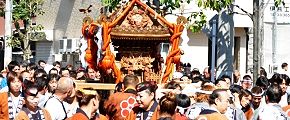 淡い日差し浴びて長閑な渡御。'12.10.21.