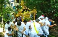 手すり頼りに先頭は引き後方は押し上げる。08.07.13.
