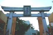 夜明けにうかぶ住吉神社の鳥居。08.08.03.