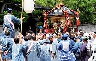 御霊神社大幟脇で休息の木。'12.07.08.