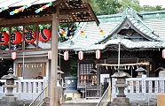 祭礼鳥居の又木と社殿。'12.10.14.