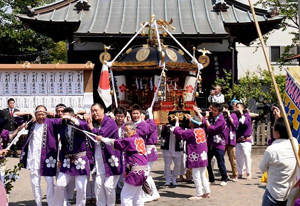 渡御のため鳥居へ向かう。'14.04.27.
