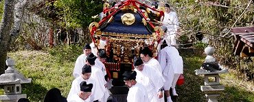 石段降りる宮神輿。'15.03.28.
