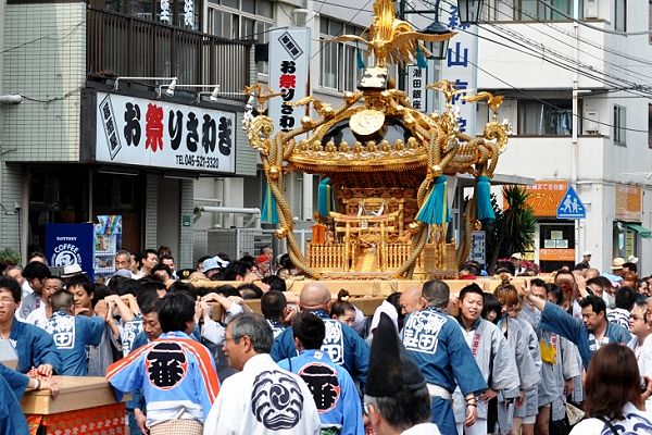 潮田神社の氏子衆の一致団結の担ぎが続く。'11.06.05.