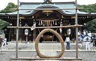 年中置かれる茅の輪と独特の注連縄。’11.07.23.