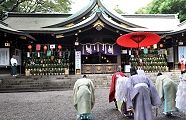 境内から御仮殿に出向くご挨拶。'11.08.03.
