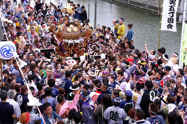 境川沿いの豊受神社(猫実)西組神輿'16.06.19.
